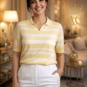 T-shirt Nanette nm100 col v col polo rayures horizontales