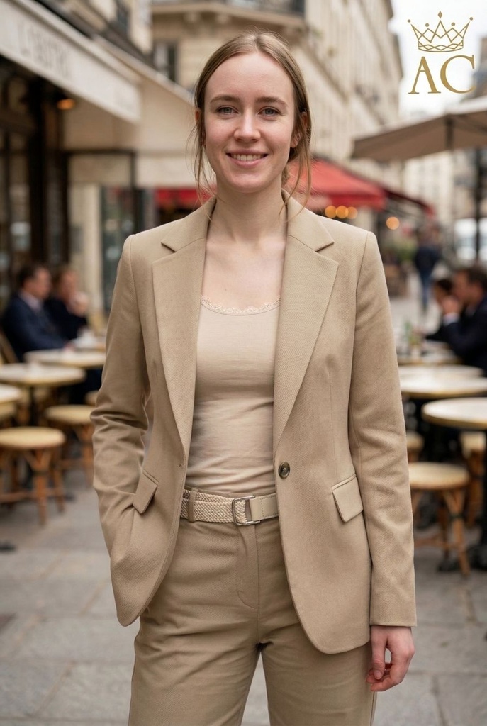 Blazer Oguz diagonally lined and crossed gabardine 2 decorative flaps