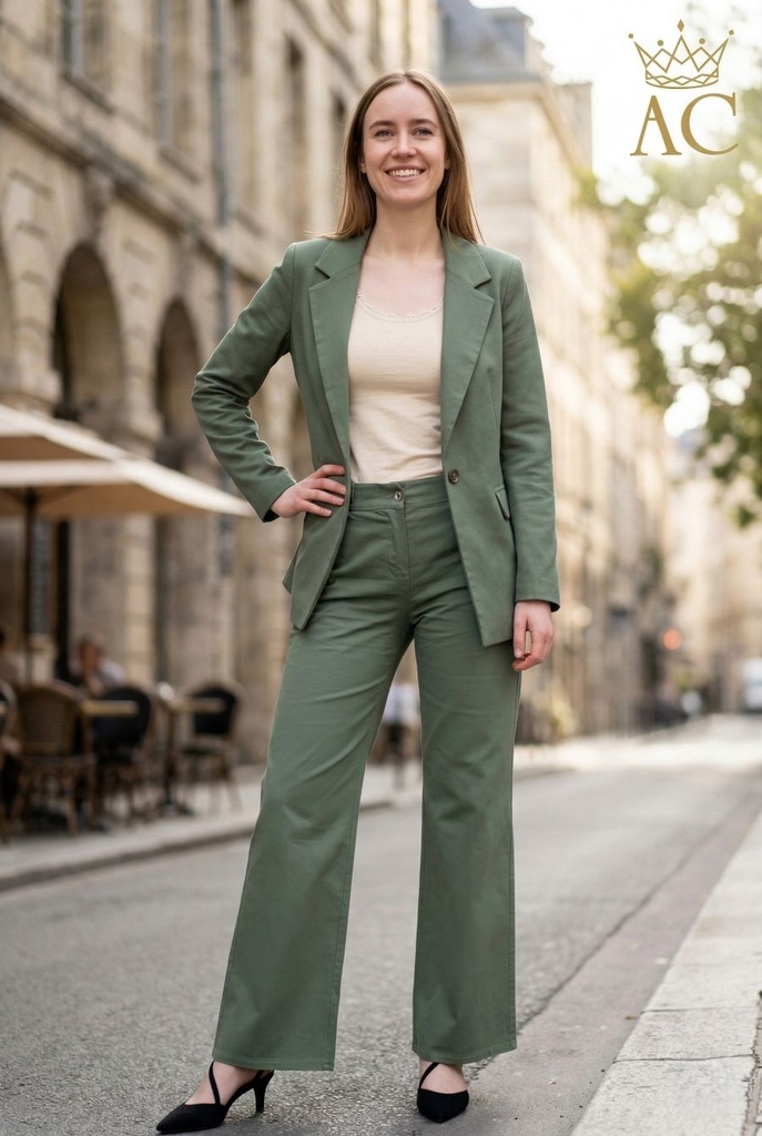 Ouarda nm 95 pantalon évasé taille haute en coton fin poches coulissantes inclinées