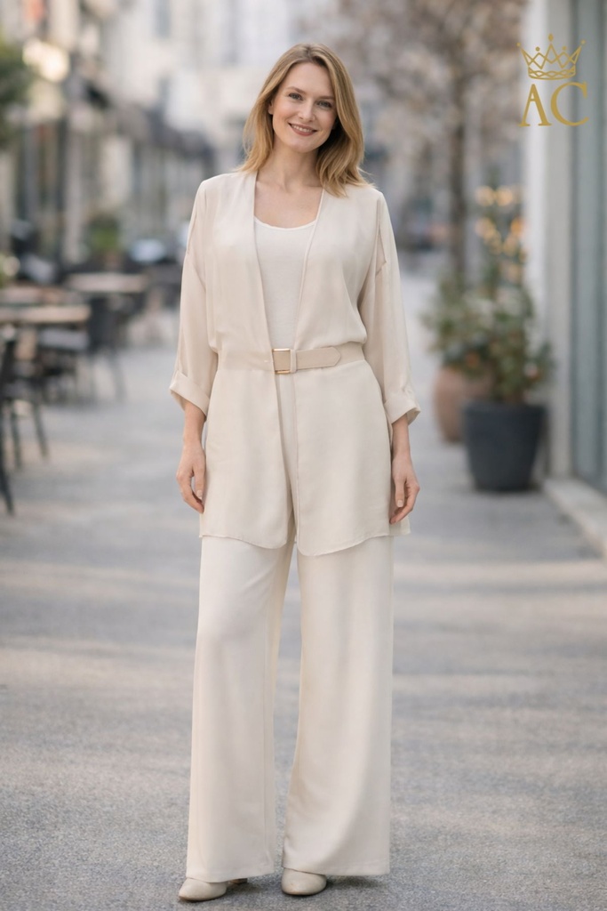 Jas Qamar nm100 gepunte zonder kraag brede trompet mouwen