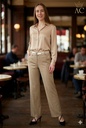 Pants Onah fine diagonal lined with cross wide leg eco leather belt