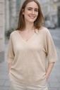 Pull Scott nm55 piqué jacquard col en v couture centrale et manche chauve-souris