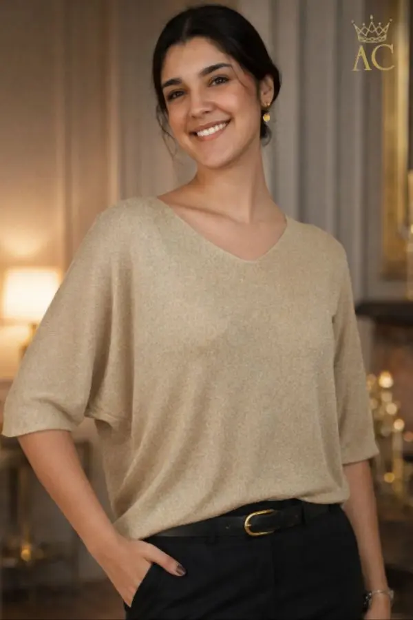 Trui Sten nm80 lurex vhals vleermuismouwen