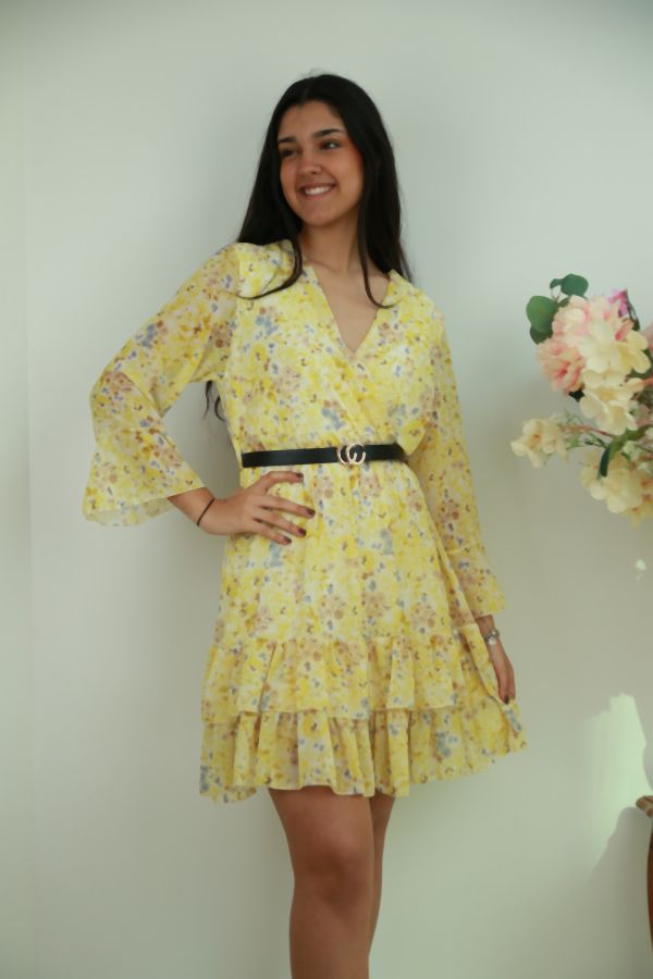 Dress Najib nm45 floral v-neck trumpet sleeve