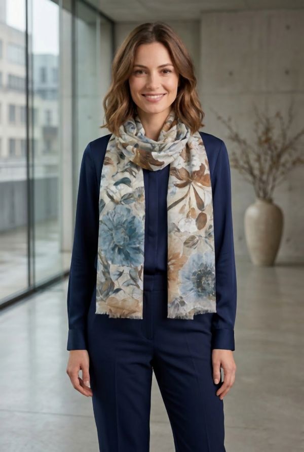 Nowa nm100 foulard fleurs bordure dorée
