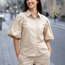 Blouse Nike nm100 puff sleeve polo collar buttoned through