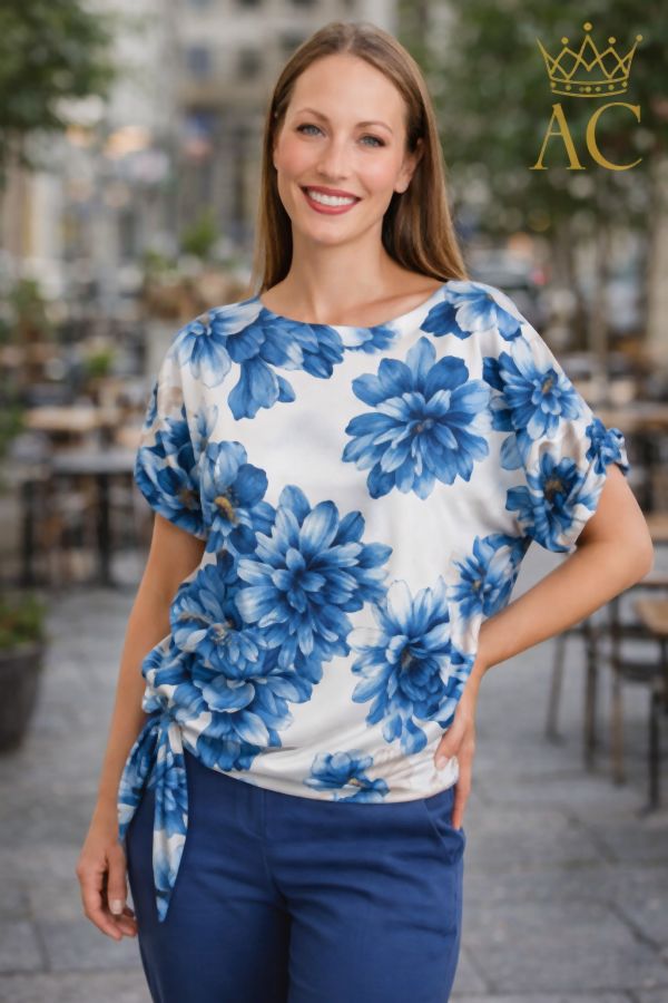 Blouse Noes nm48 bloemenprint geknoopt 