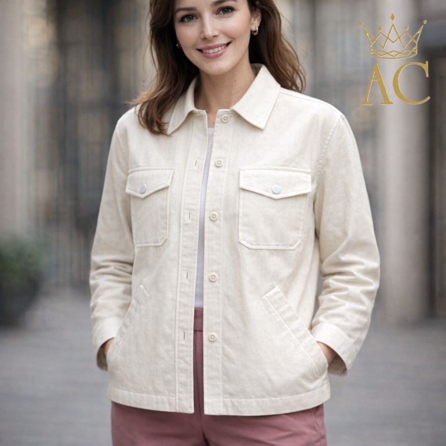 Ecol leather jacket Umayra collar, snaps patch flap pockets