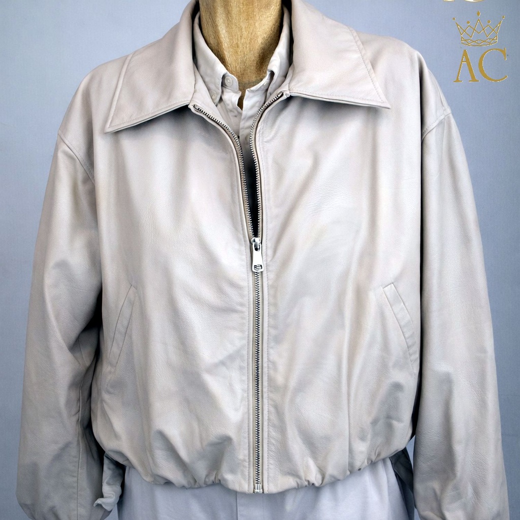 Jacket Ornella eco-leather puffed hem collar and zipper