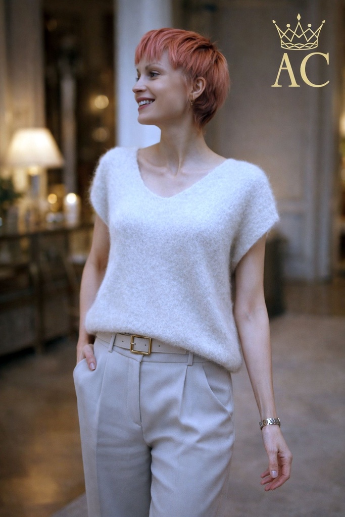 Debardeur Odie nm25 V-hals bevat super fijne Suyi alpaga