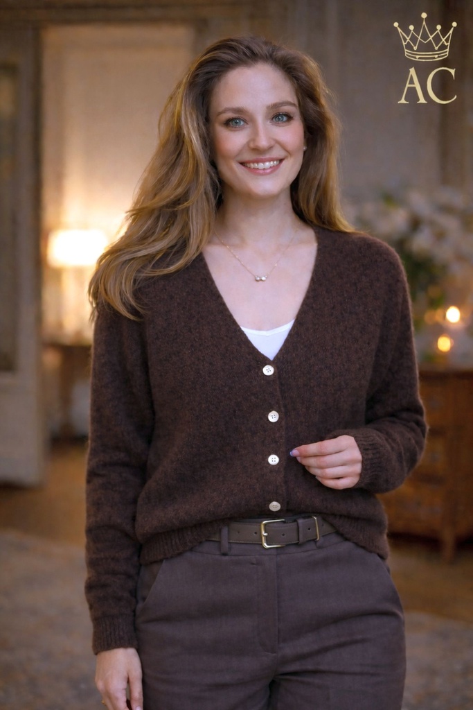 Obayda nm80 Cardigan fijne tricot v-hals knoopjes