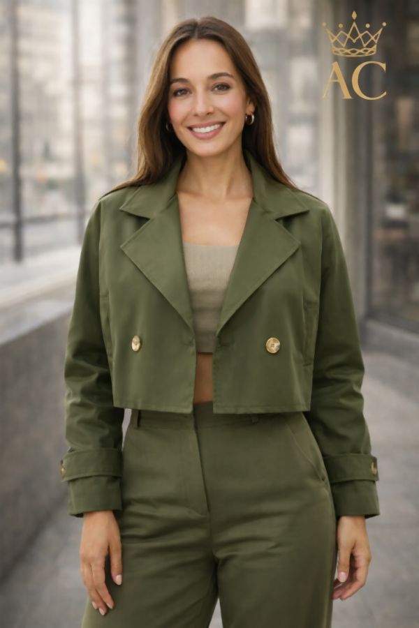 Phebe Jacket with point collar epaulette and 2 buttons in leg