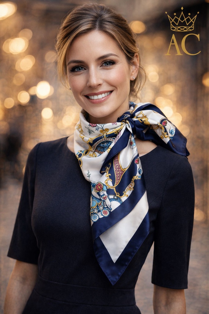 Hostessen foulard Sare nm50 koninklijk patroon satijn