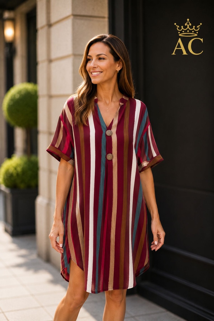 Dress Pyke nm84 short sleeves V-neck striped