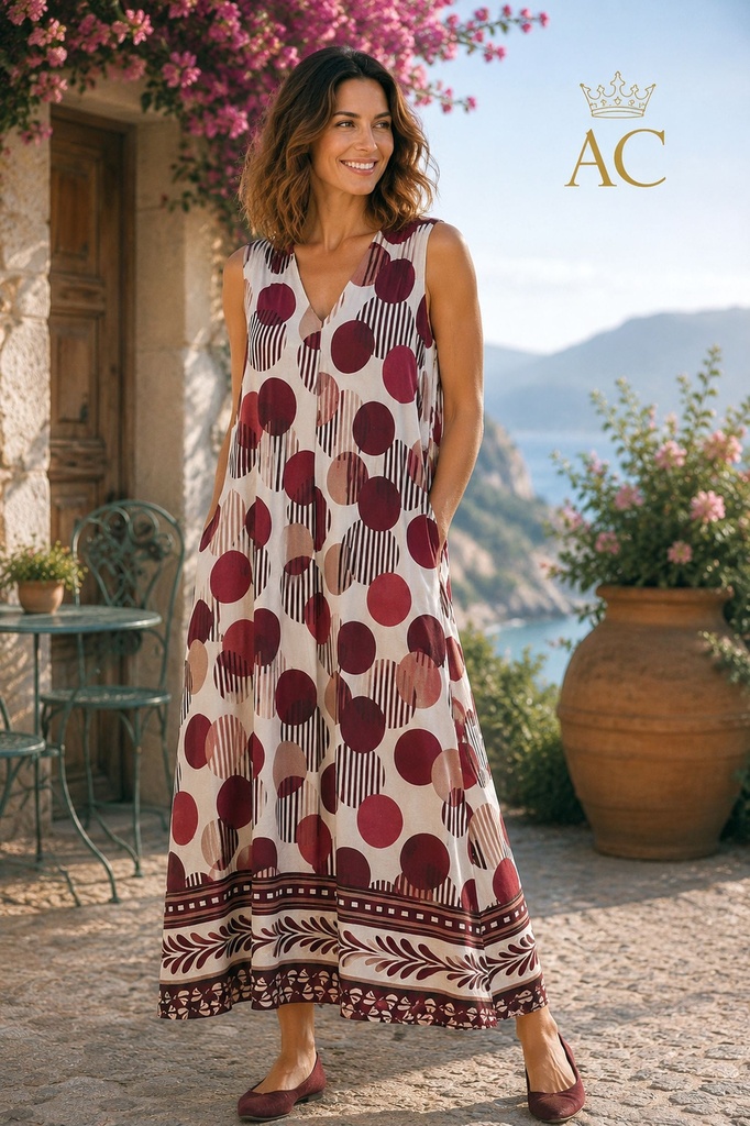 Jurk Oheema nm100 bollen en zoomchabloon V-hals springplooi