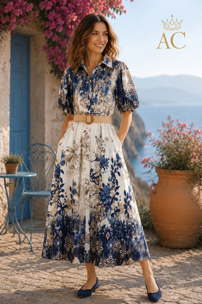 Robe longue Oubay nm100 feral flower bottom puff sleeve