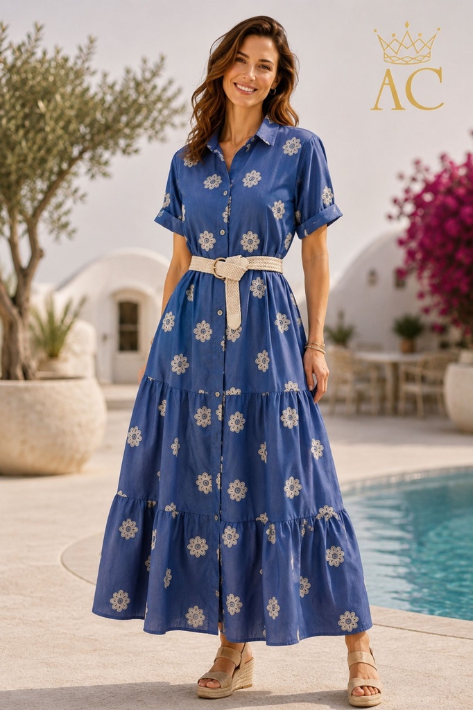 Robe Princesse nm100 fleurs brodées 3 étages jupe cloche ceinture