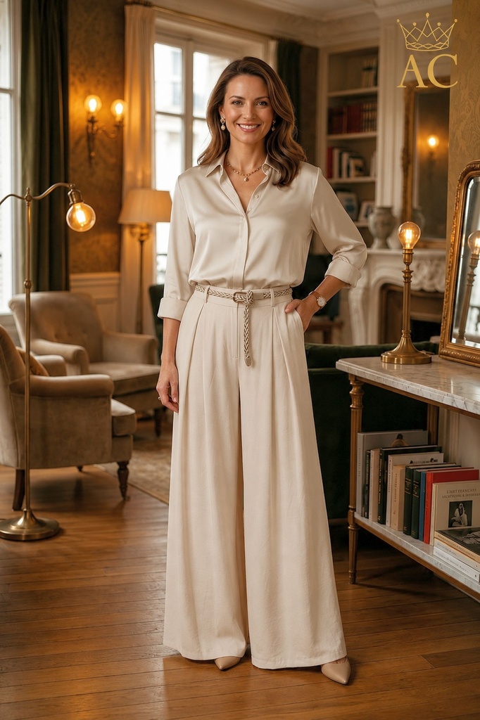 Ozzy nm85 viscose met 2 diepe spingplooien en een eco leren riem