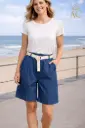 Short Shane nm65 look jeans avec ceinture tressée