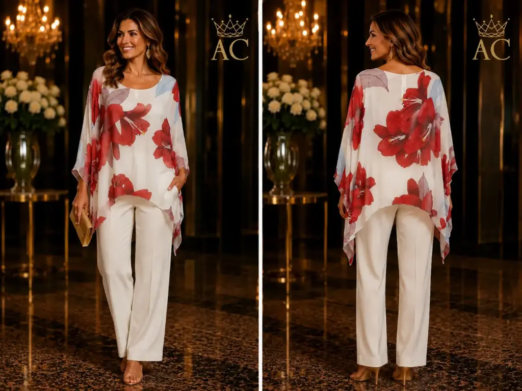 Tunique Parisa nm99 col rond XL motifs lys ourlet en pointe
