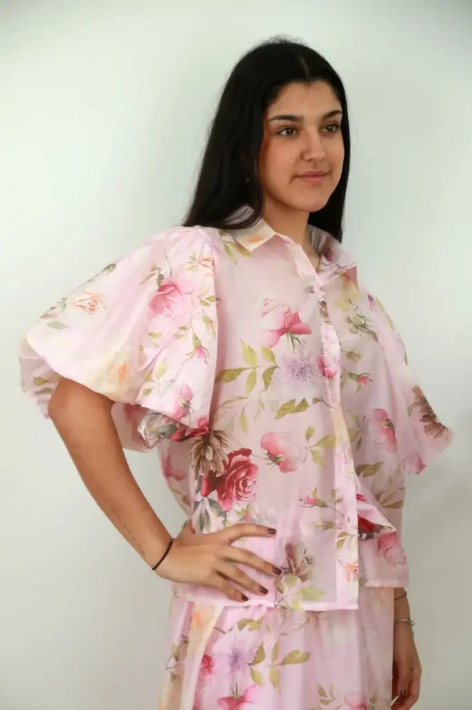 Blouse Noell nm85 blouse pofmouw bloemenprint