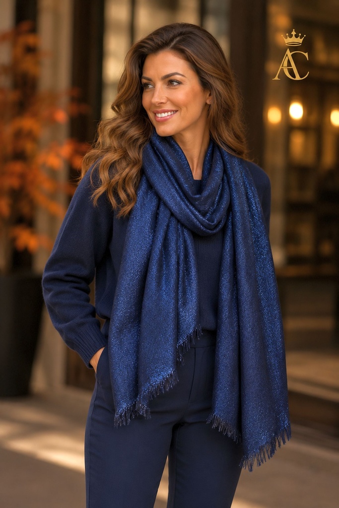 al Vin nm67, jacquard lurex, bords effilochés, 1,95 m sur 87 cm