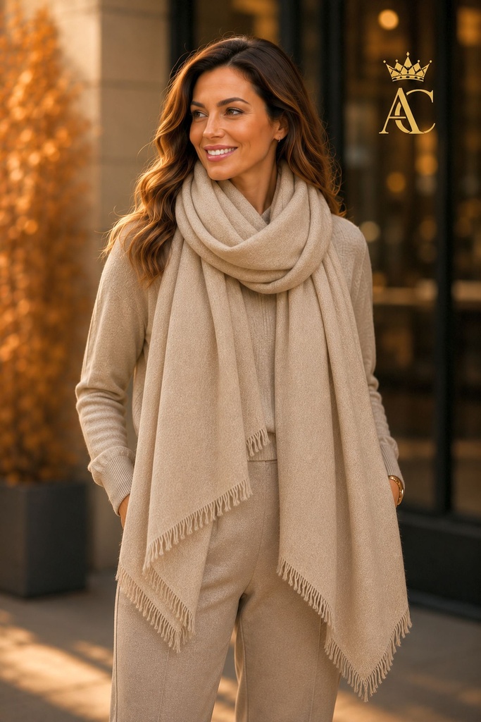 Sjaal Vivienne nm100 zacht half zware viscose gerafeld einde 1m80 op 90 cm