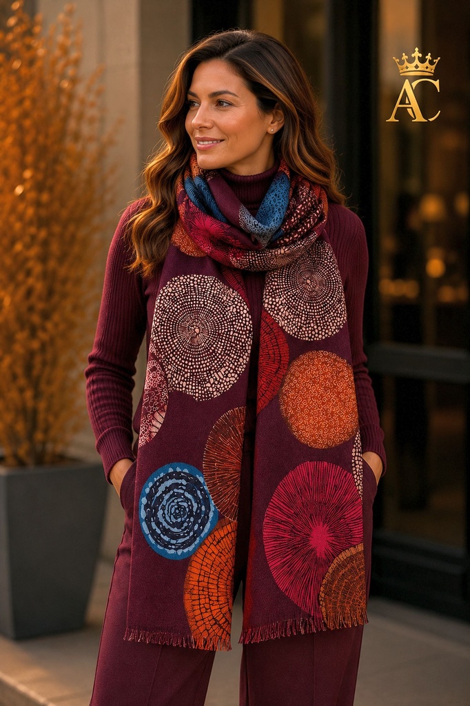 Vinnie Scarf, NM100, Circle Print, Frayed End