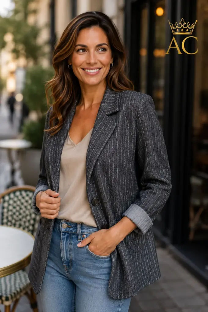Blazer Philomena nm65 visgraat reverskraag 2 sierkleppen 2 knopen