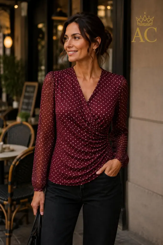 Top Patty nm48 polkadots cache-coeurmodel gefronste zijnaad