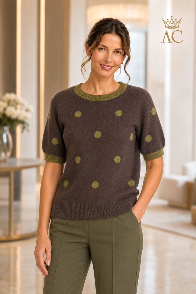 Pul Valentin nm50 stippenjacquard ronde hals 