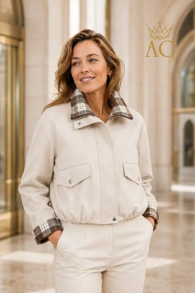 Jacket Venna eco suède geruite binnenkraag