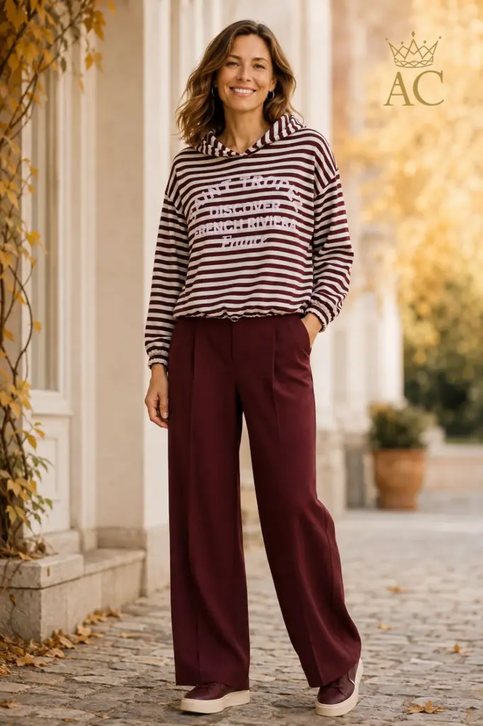 Sweater Tjebbe Saint-Tropez met kap en gefronste zoom