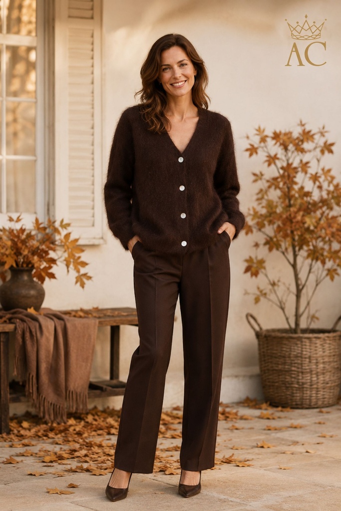 Cardigan Tenzin mohair met 4 nacré knopen en V-hals