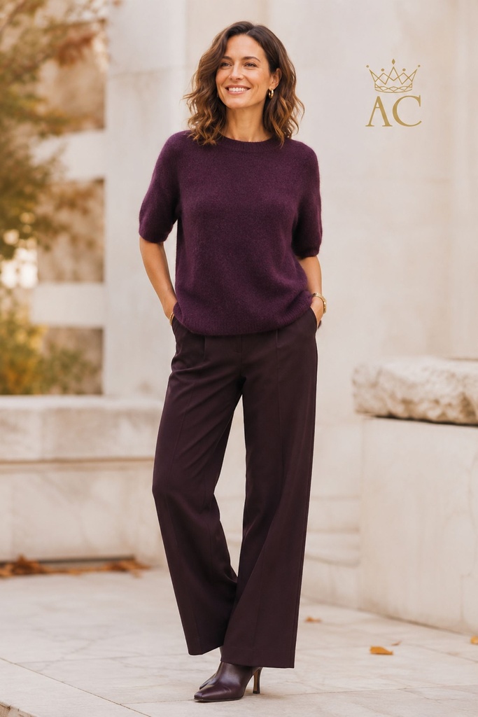 Pull Tex korte mouw en ronde hals van Lana wol