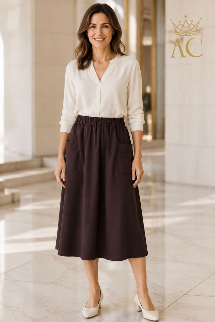 Piet-Hein Skirt, nm60, slightly flared, with horizontal side pockets