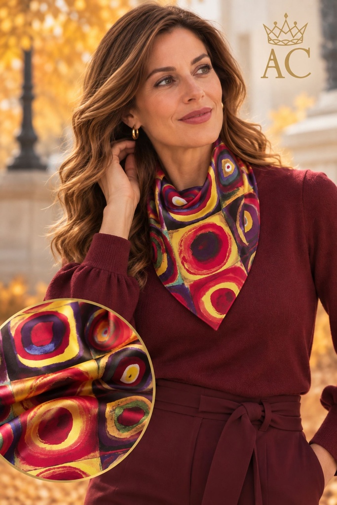 Shana nm100 Silk Scarf with Colorful Circles, Square