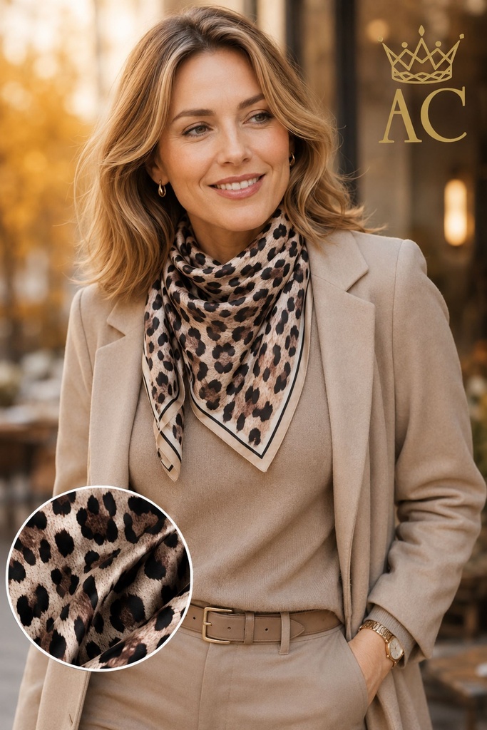 Foulard Semm nm100 zijde neutrale luipaardprint