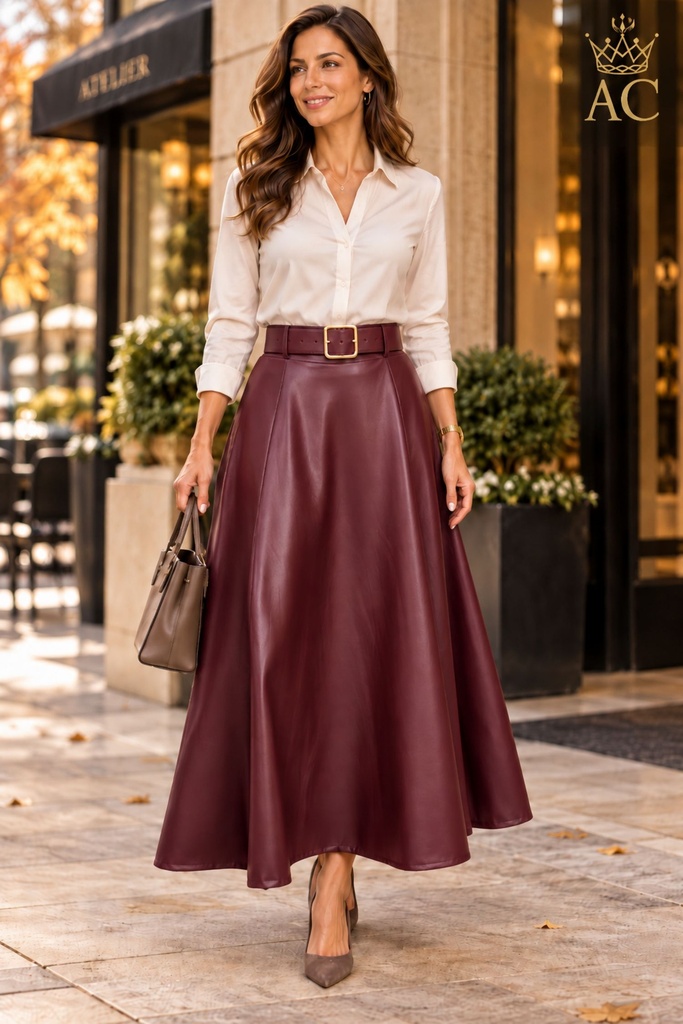 7/8-length bell-bottom pants by Philene, 7/8-length school pants with a wide leather belt