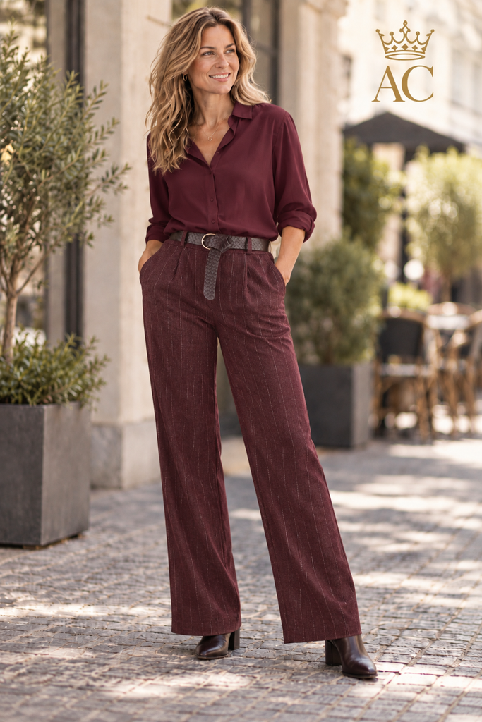 Pantalon Quinsey, taille haute, rayures en chevrons, 67 nm, gamme tennis 