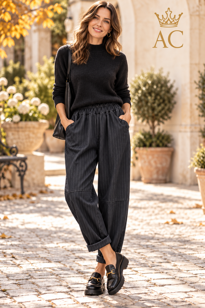 pantalon Tyge nm2, coupe carotte, style tennis, au niveau du genou et couture diagonale