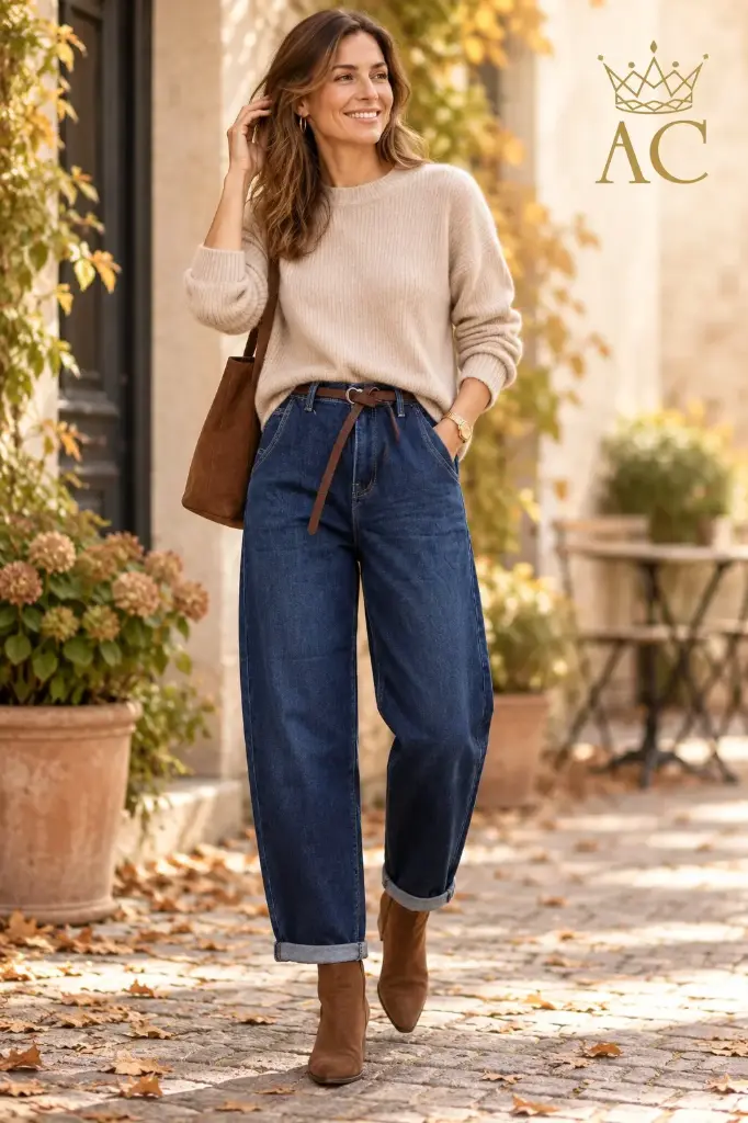 Jeansbroek Tessy nm98 5-pocket wortelbroek fijne ecoleren riem