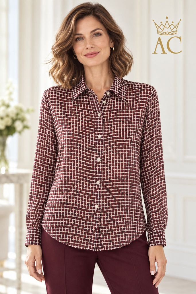 Valiant Blouse, NM100, fine lemon-shaped wool-viscose blend, nacré collar, buttoned