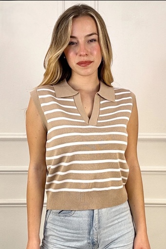 Sleeveless pul Jelte polo collar