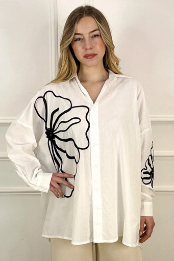 Tunic Joe XL flower overlay ribbon