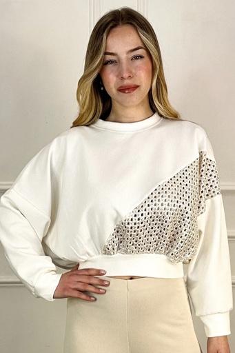 [10016140001] Sweater Jorrit inzet gehaakte raster