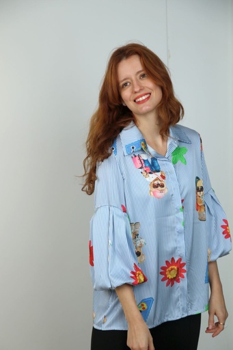 [10016155001] Tunique doublée Jane manches 3/4 bouffantes