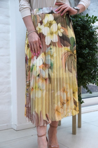 Pleated skirt Jeppe XL anemones and leaves