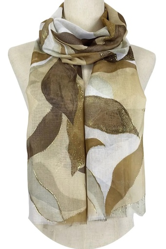 [10016213] Foulard imprimé feuilles Koray