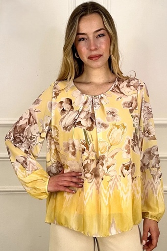 [10016267001] Blouse Johny getekende anemonen